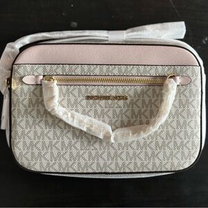 Michael Kors Cream and Pink Crossbody Bag